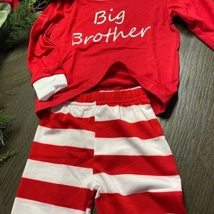 Big Brother Christmas Pajamas Set! Red and White in 2T